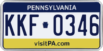 PA license plate KKF0346
