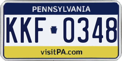 PA license plate KKF0348