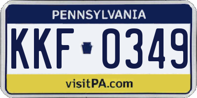 PA license plate KKF0349