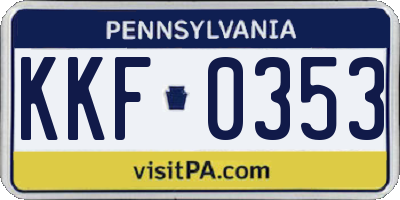 PA license plate KKF0353