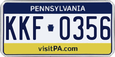 PA license plate KKF0356