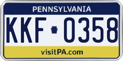 PA license plate KKF0358