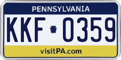 PA license plate KKF0359