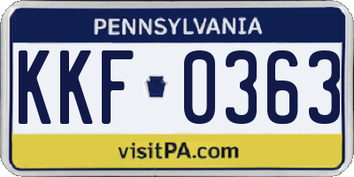 PA license plate KKF0363