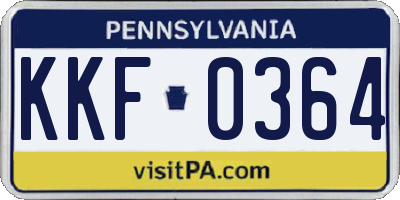 PA license plate KKF0364
