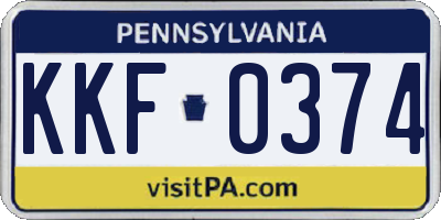 PA license plate KKF0374