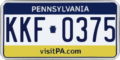 PA license plate KKF0375