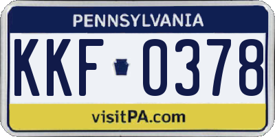 PA license plate KKF0378