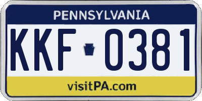 PA license plate KKF0381