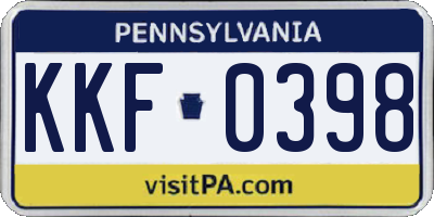 PA license plate KKF0398
