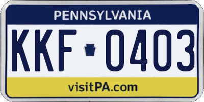 PA license plate KKF0403