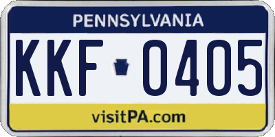 PA license plate KKF0405