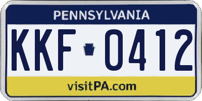 PA license plate KKF0412