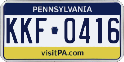 PA license plate KKF0416