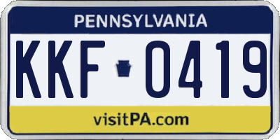 PA license plate KKF0419
