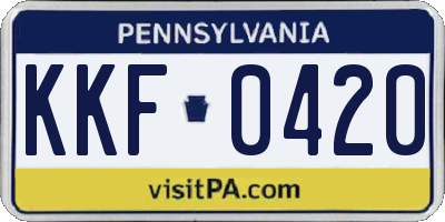 PA license plate KKF0420