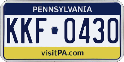PA license plate KKF0430