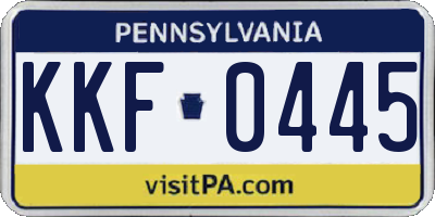 PA license plate KKF0445