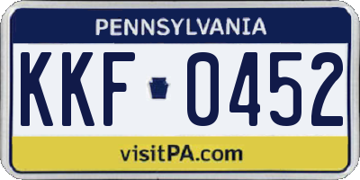 PA license plate KKF0452