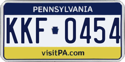 PA license plate KKF0454
