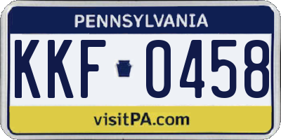 PA license plate KKF0458
