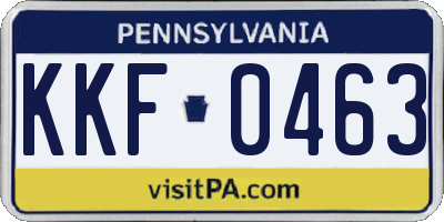 PA license plate KKF0463
