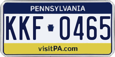 PA license plate KKF0465