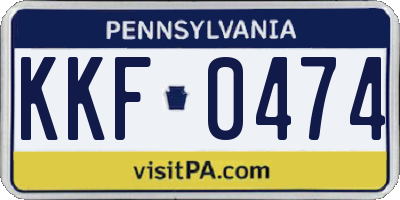 PA license plate KKF0474
