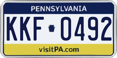 PA license plate KKF0492