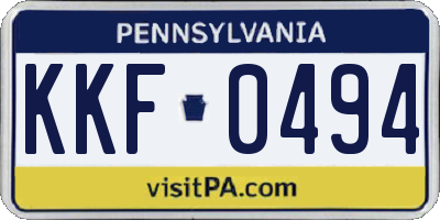 PA license plate KKF0494