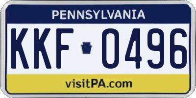 PA license plate KKF0496