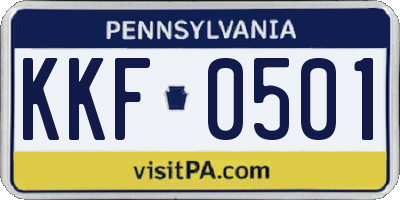 PA license plate KKF0501