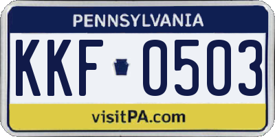 PA license plate KKF0503