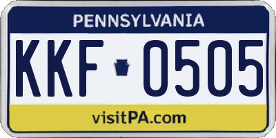 PA license plate KKF0505