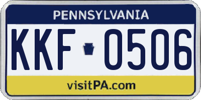 PA license plate KKF0506