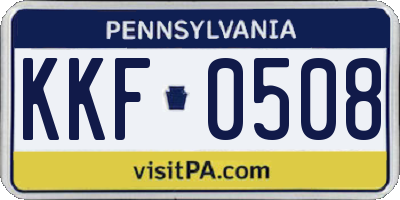 PA license plate KKF0508