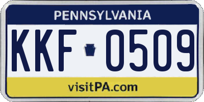 PA license plate KKF0509