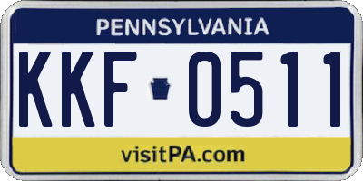 PA license plate KKF0511