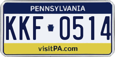 PA license plate KKF0514