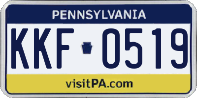 PA license plate KKF0519