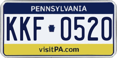 PA license plate KKF0520