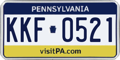 PA license plate KKF0521