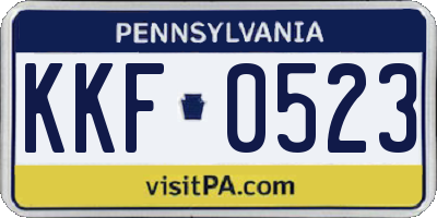 PA license plate KKF0523