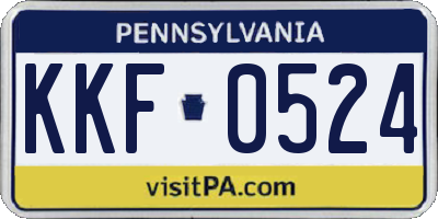PA license plate KKF0524