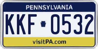 PA license plate KKF0532