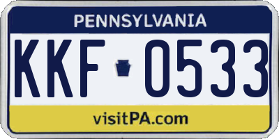 PA license plate KKF0533