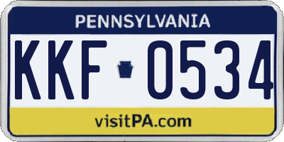PA license plate KKF0534