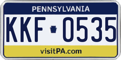 PA license plate KKF0535