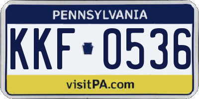 PA license plate KKF0536