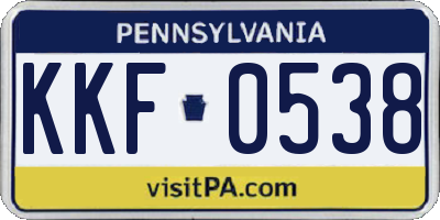 PA license plate KKF0538